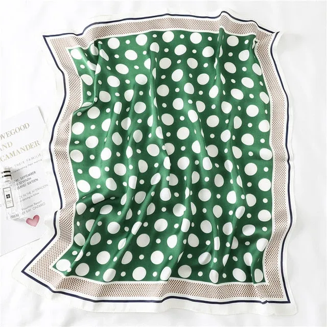 Fashion Silk Scarf Polka Dot Printed Bandana Shawl #1921