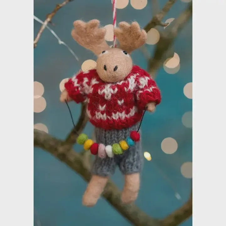 Felt Reindeer in Sweater Ornament