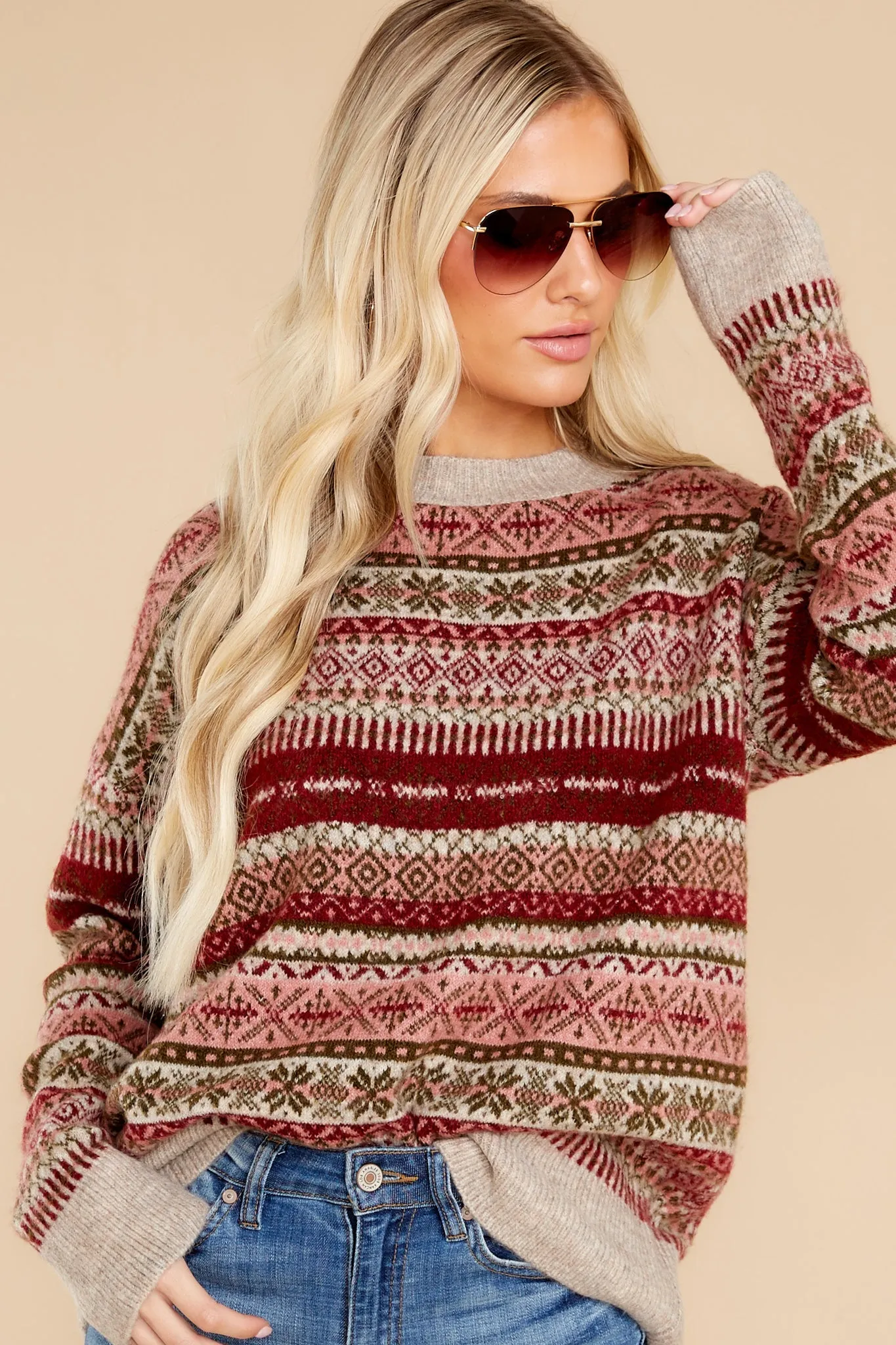 Festive Spirit Red Multi Knit Sweater