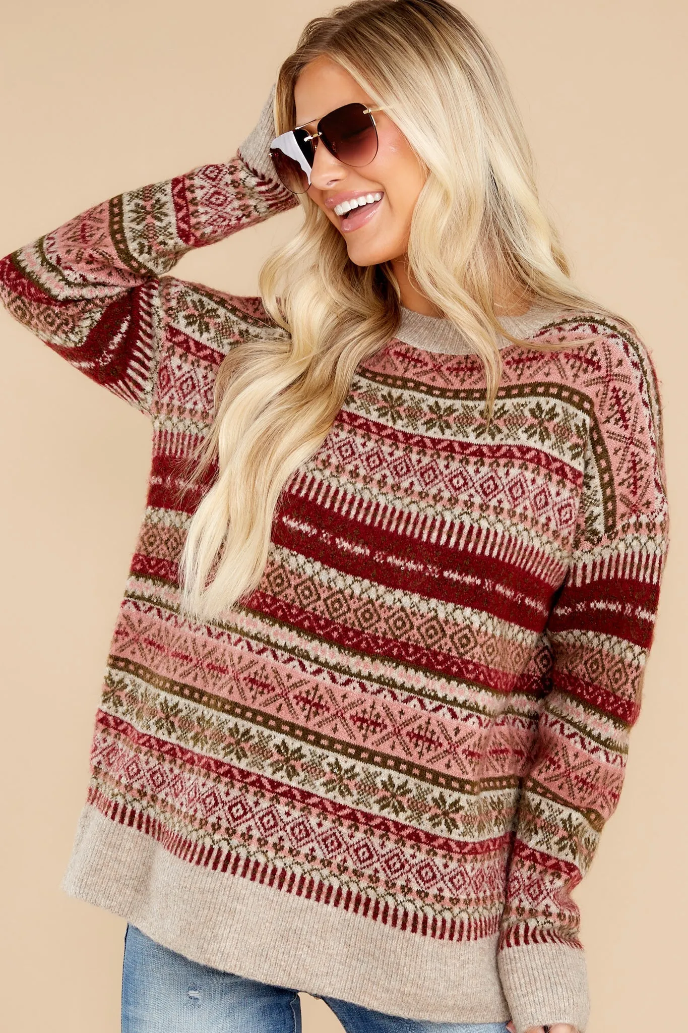 Festive Spirit Red Multi Knit Sweater