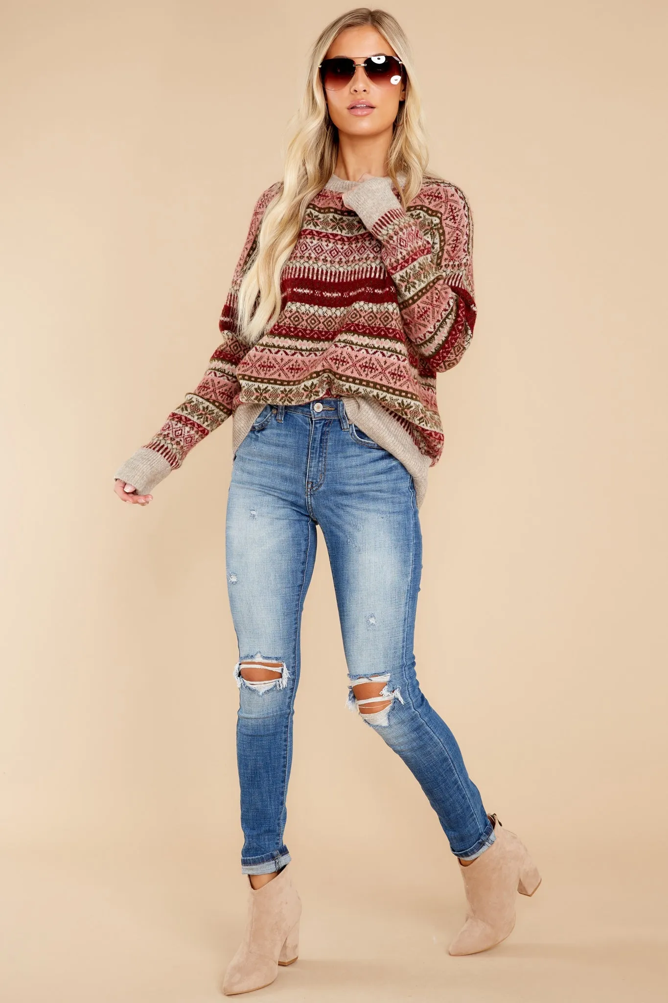 Festive Spirit Red Multi Knit Sweater