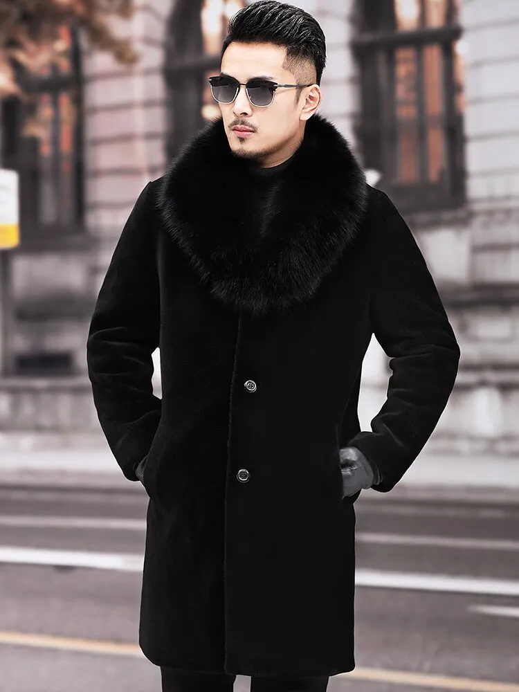 Fur Collar Black Trench