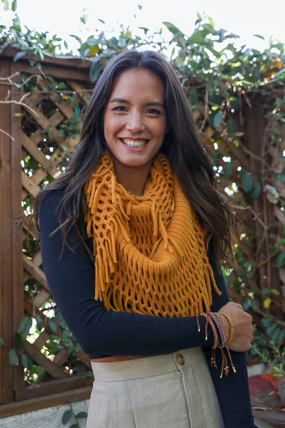 Fuzzy Chenille Tassel Infinity Scarf