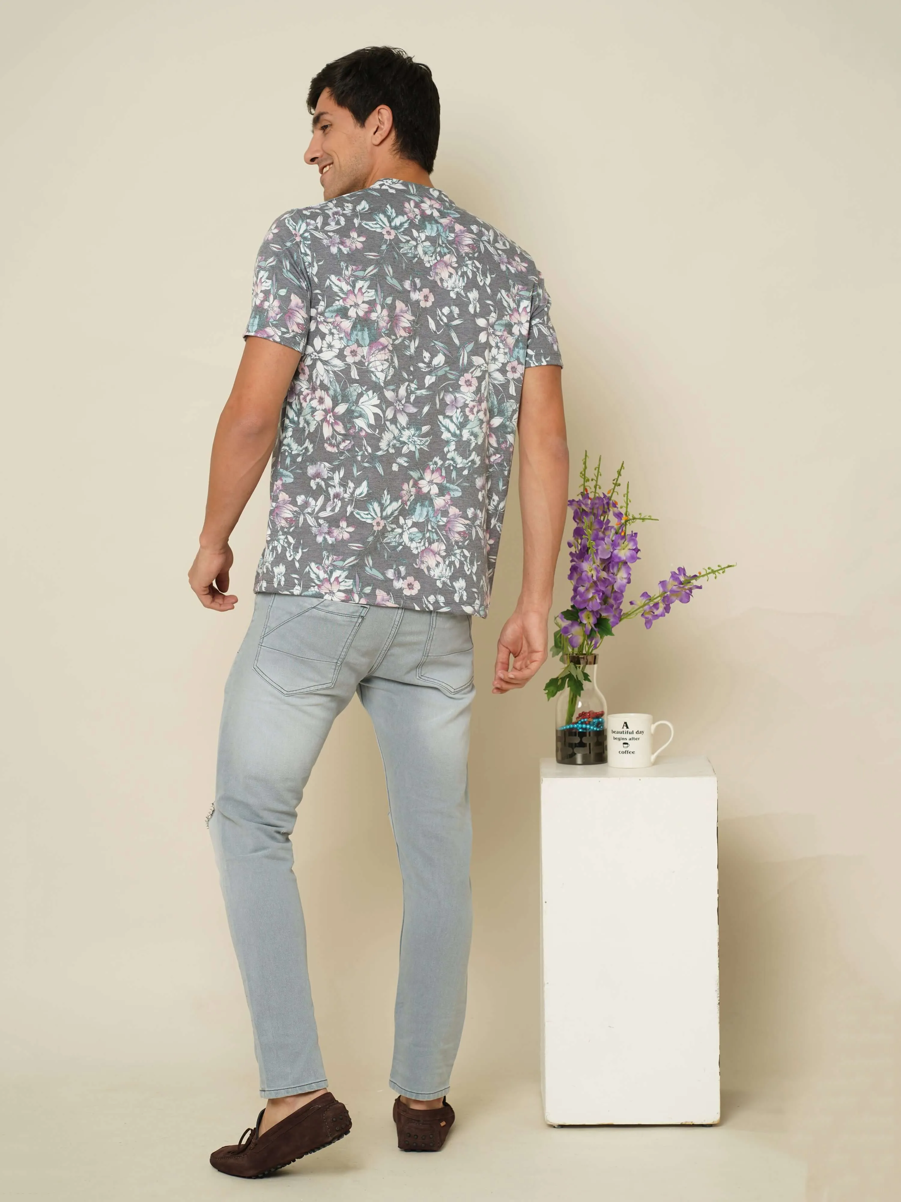 Garden Mist Grey Henley T-shirt