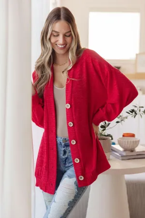 GeeGee Red Button Down Cardigan