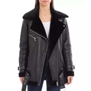 Genuine Best Winter Sheepskin Oversized Faux Shearling Biker Jacket