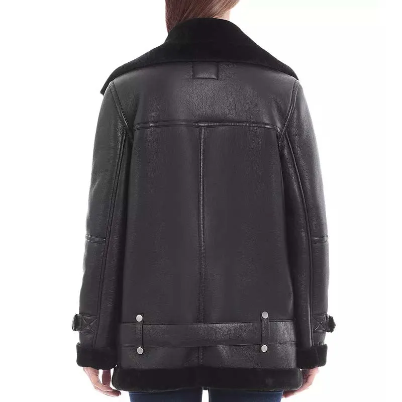 Genuine Best Winter Sheepskin Oversized Faux Shearling Biker Jacket