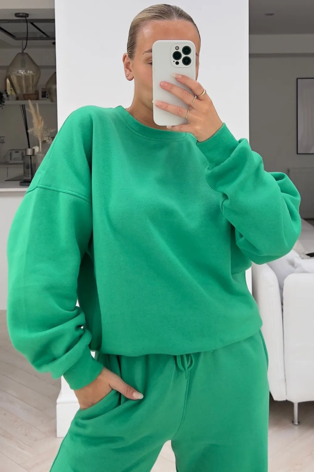 Glamify Bottle Green sweater essential loungewear set