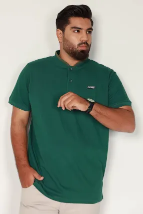 Green Mandarin Collar Polo Shirt (Plus Size) - S22 - MP0101P