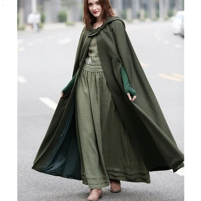 Halloween Joskaa Medieval Gothic Hooded Cloak Thin Coat Women Vintage Vampire Devil Capes Viking Pirate Robes Overcoat Halloween Cosplay Costumes