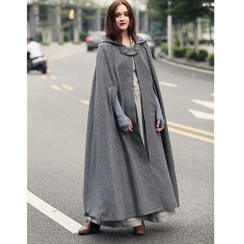 Halloween Joskaa Medieval Gothic Hooded Cloak Thin Coat Women Vintage Vampire Devil Capes Viking Pirate Robes Overcoat Halloween Cosplay Costumes