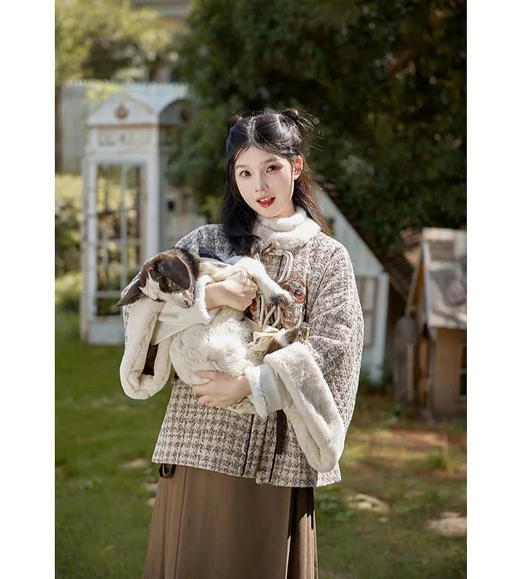 Haoshi Fashi 好柿发生 Good Things Happening Modern Ming Fangling Square Collar Coat & Midi Mamian Skirt Set