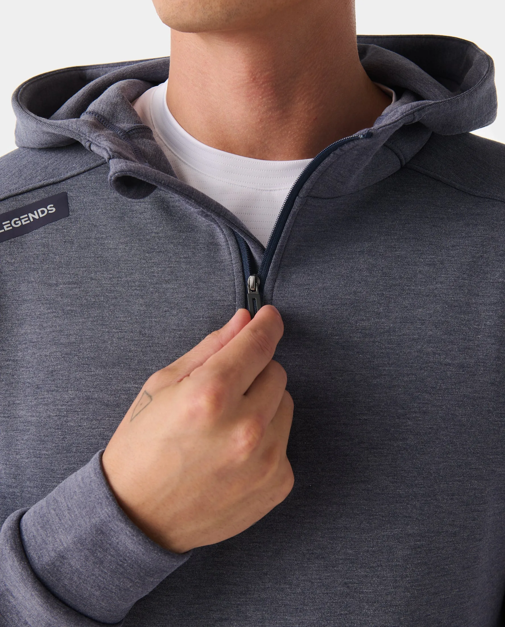 Hawthorne Tech Quarter Zip Hoodie Navy Heather