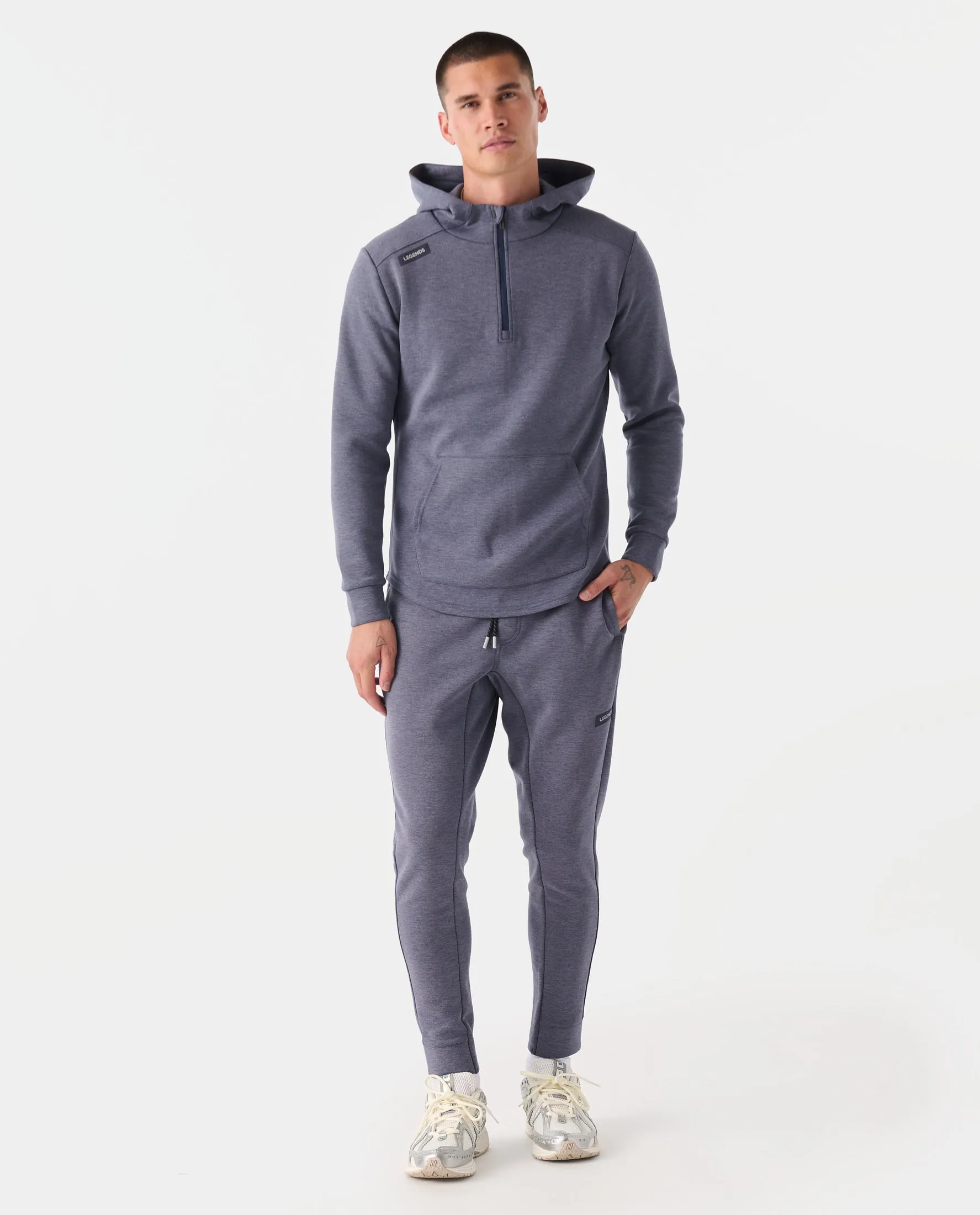 Hawthorne Tech Quarter Zip Hoodie Navy Heather