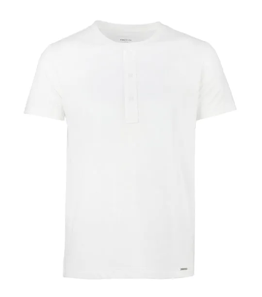 Henley Button T-Shirt White