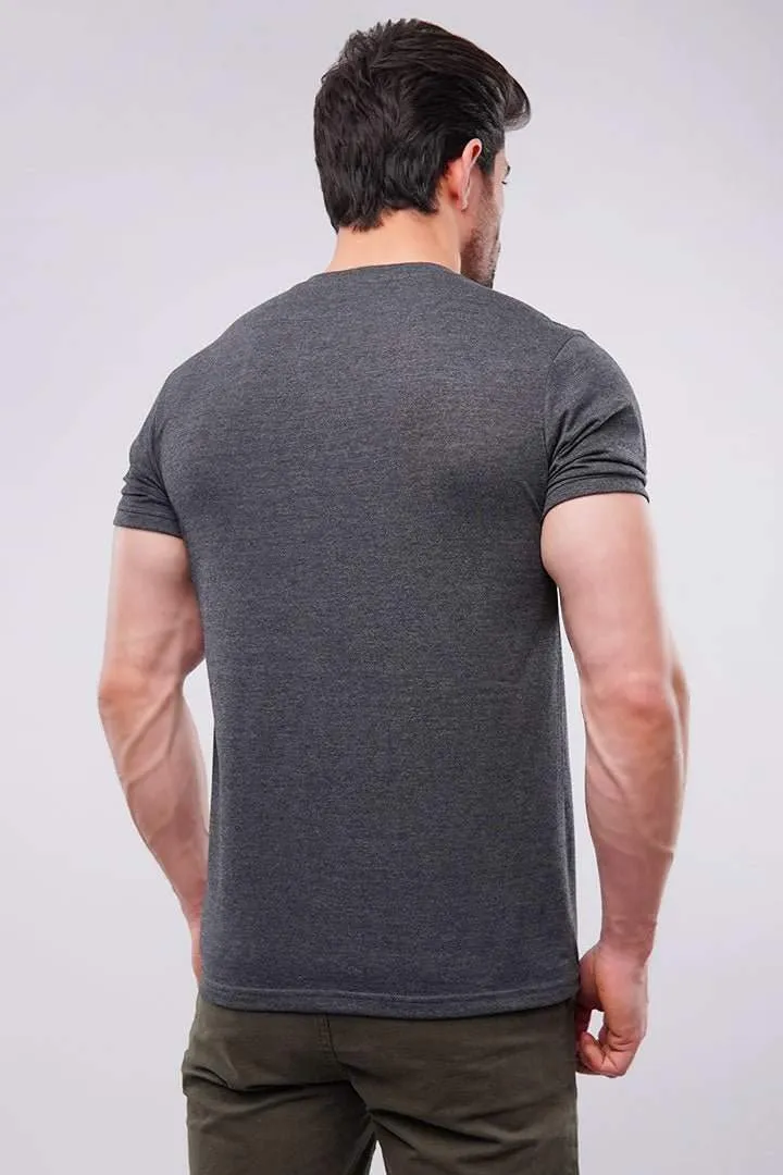 Henley T-Shirt - Charcoal Grey