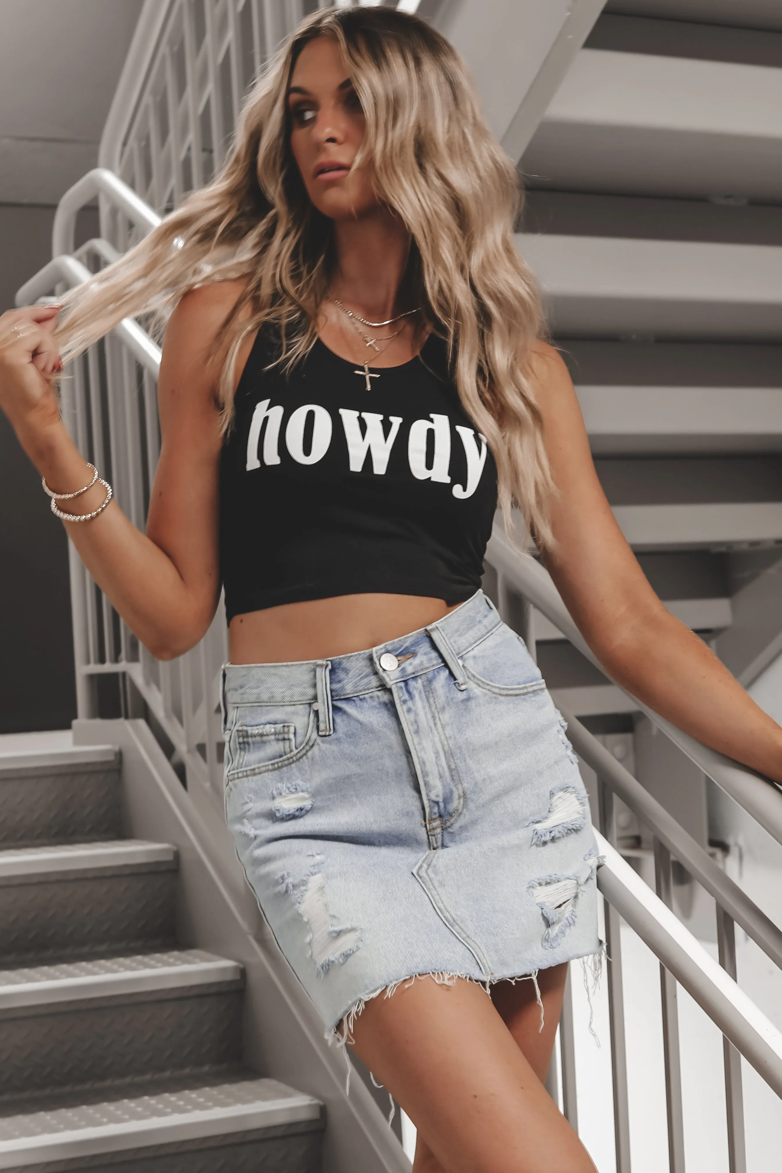 Howdy Fitted Cropped Rodeo Tank Top