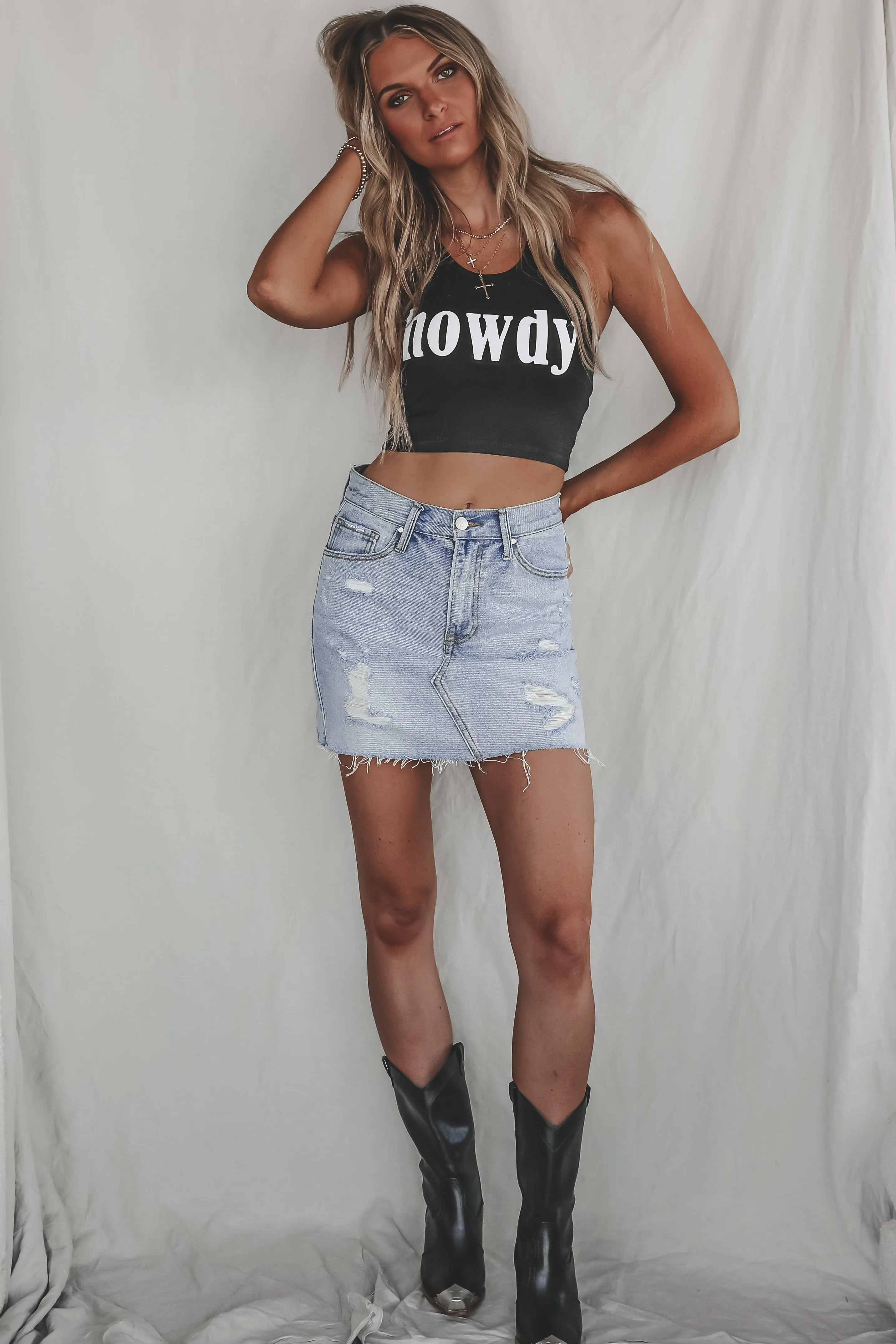 Howdy Fitted Cropped Rodeo Tank Top