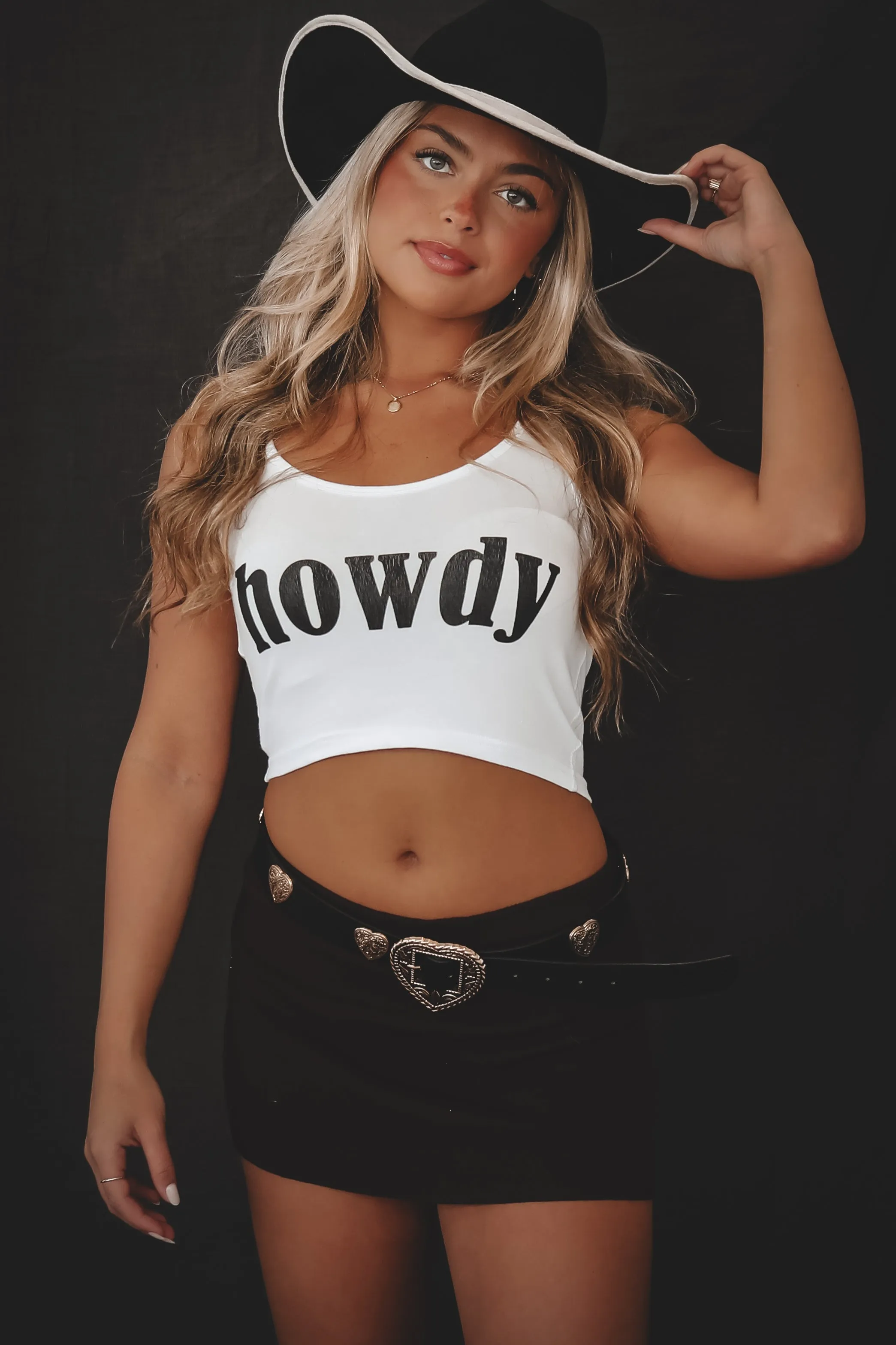 Howdy Fitted Cropped Rodeo Tank Top