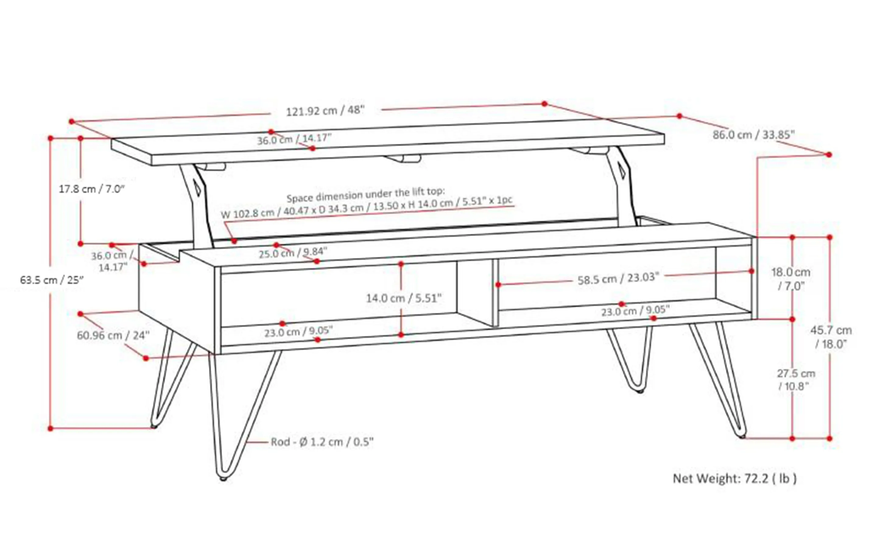 Hunter Lift Top Coffee Table in Mango