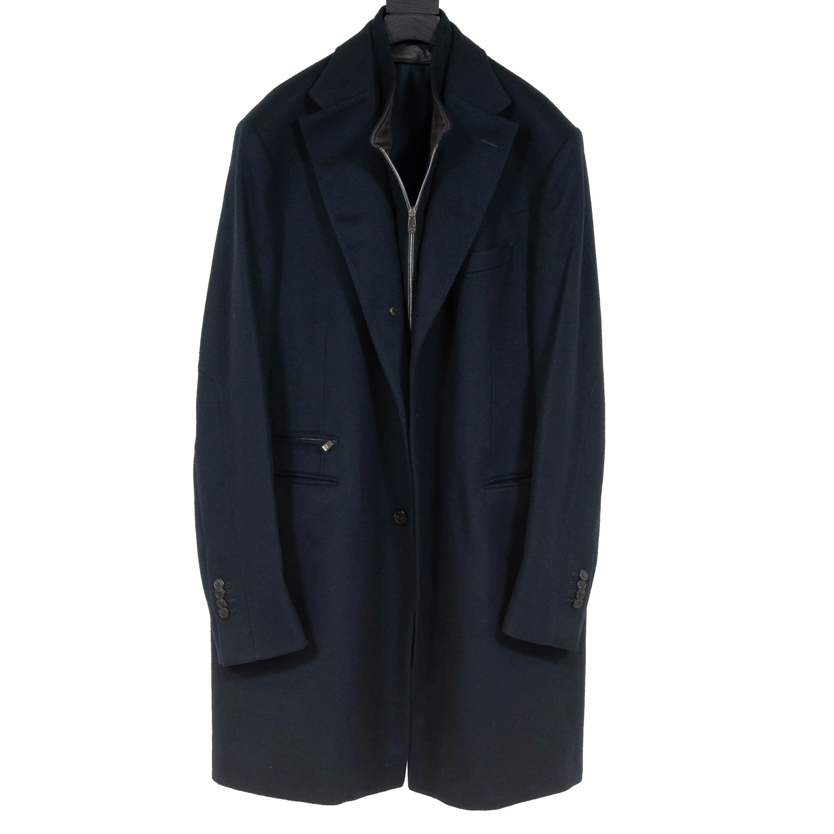 ID Milestone Overcoat Long Coat Trench Coat Navy Blue