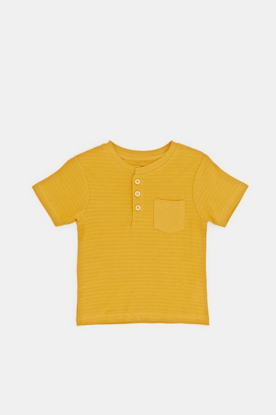 Infant Boys Mustard Jacquard Henley T-Shirt