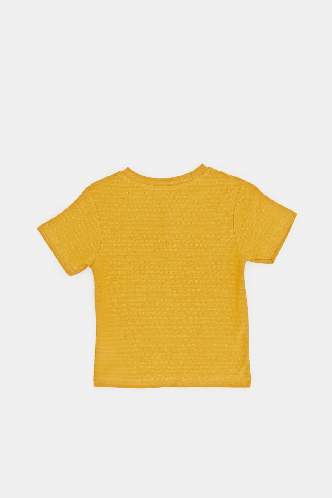 Infant Boys Mustard Jacquard Henley T-Shirt