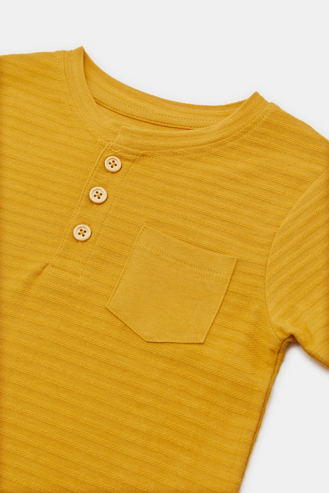 Infant Boys Mustard Jacquard Henley T-Shirt