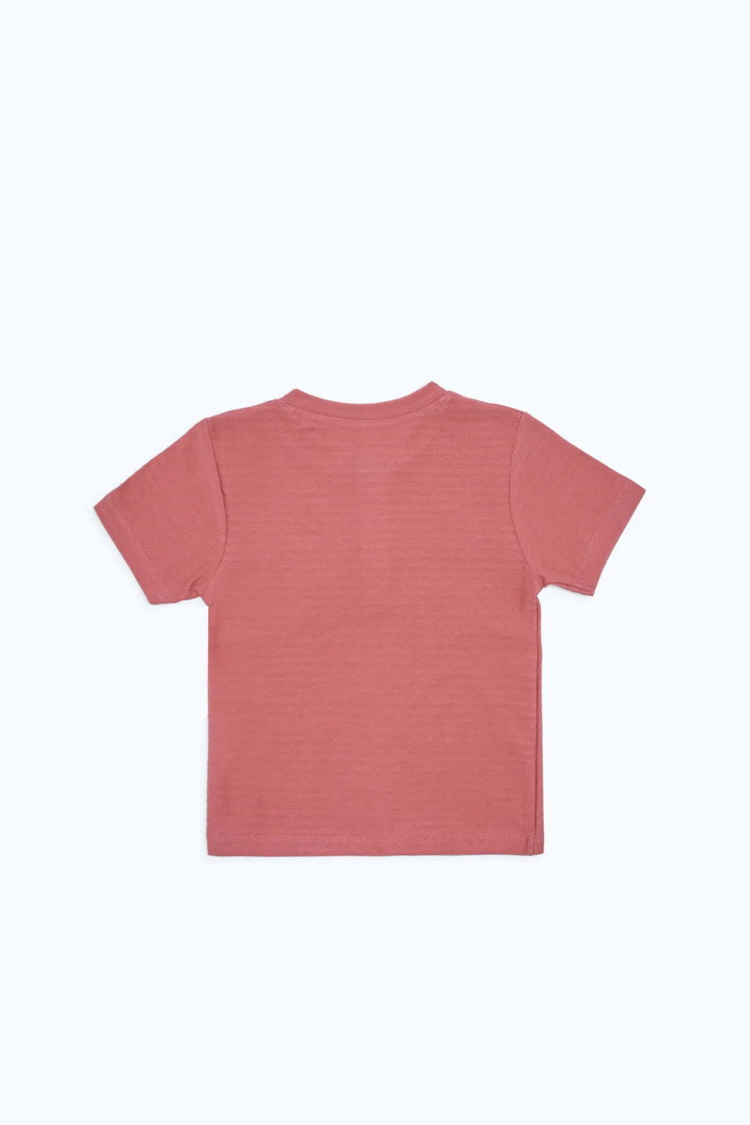 Infant Boys Red Jacquard Henley T-Shirt