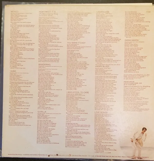 James Taylor (2) - Gorilla (LP, Album, Jac) (NM or M-)