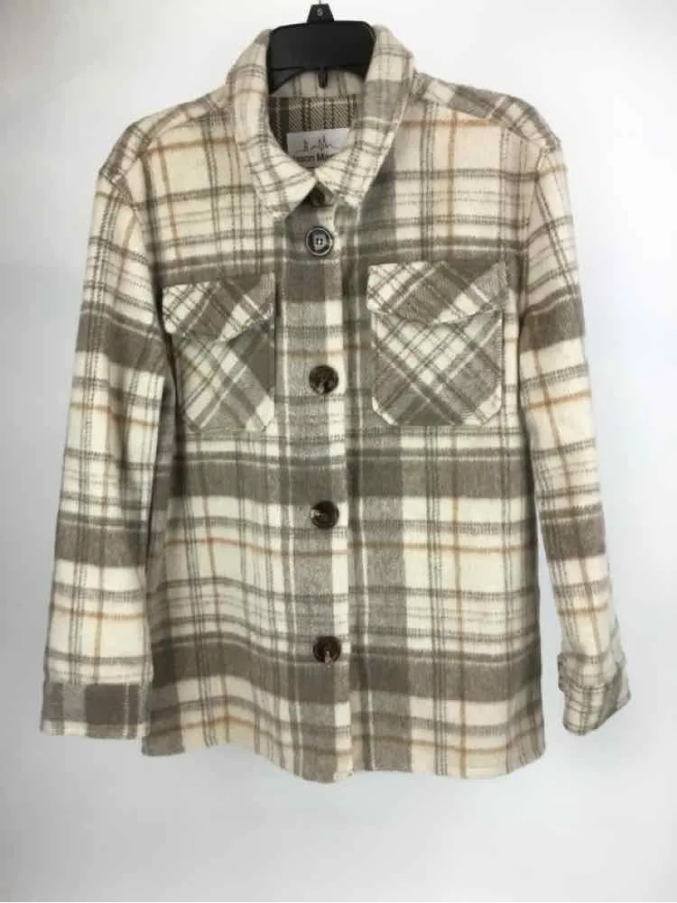 Jason Maxwell Size Large Beige Multi Shacket Shirt