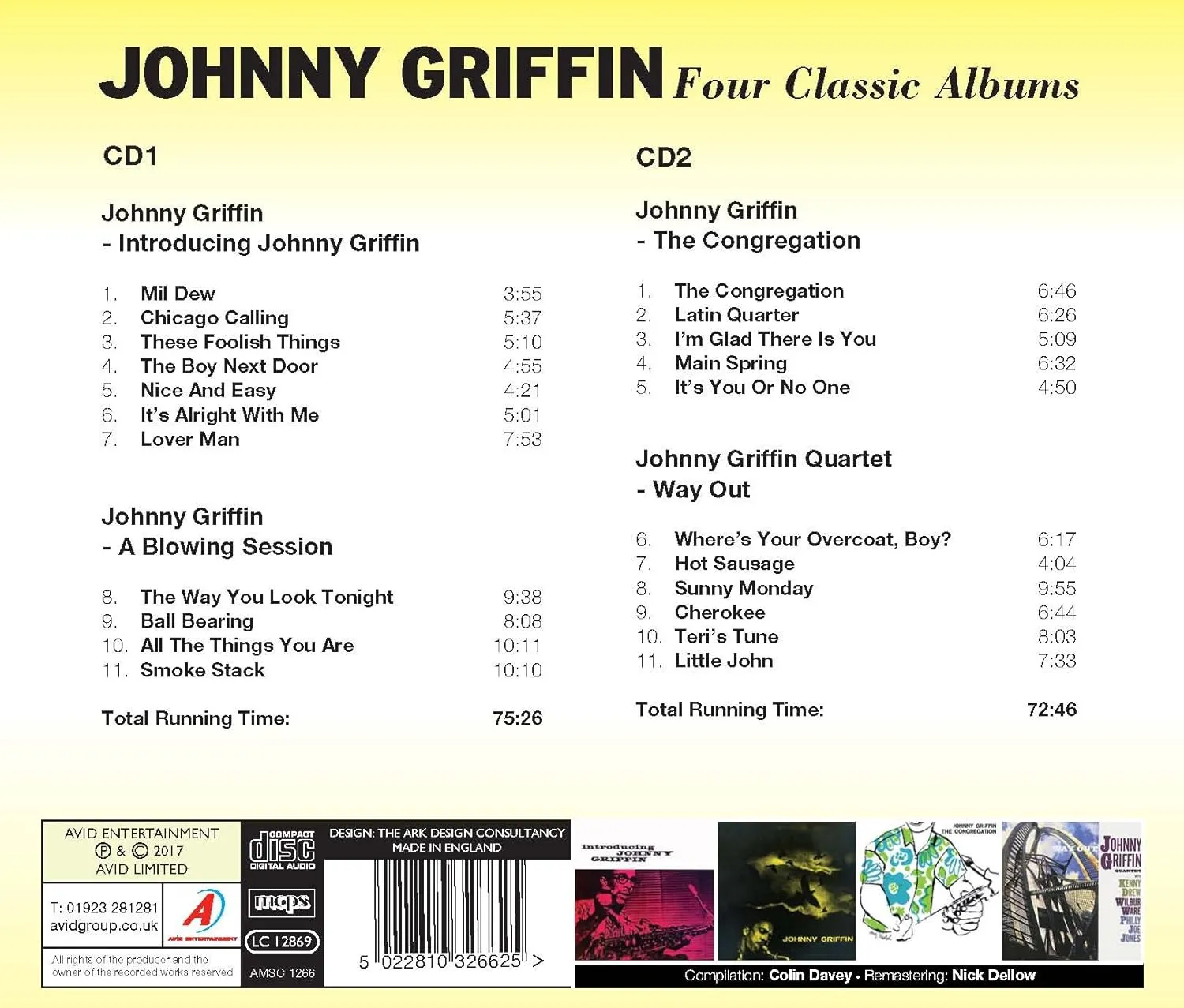 JOHNNY GRIFFIN - Four Classic Albums (2 CDs)