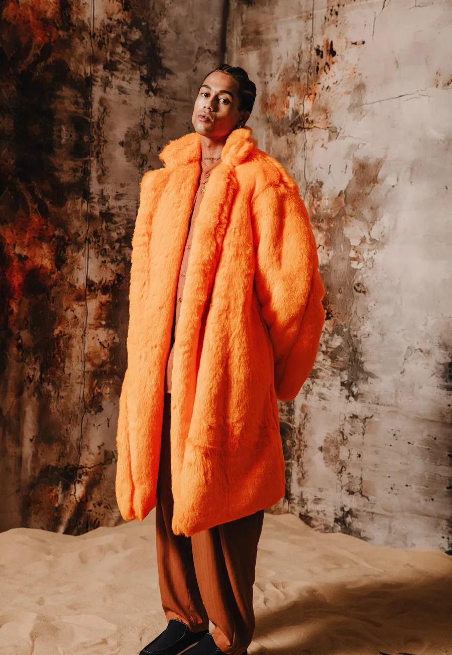 Kai Faux Fur Coat Orange