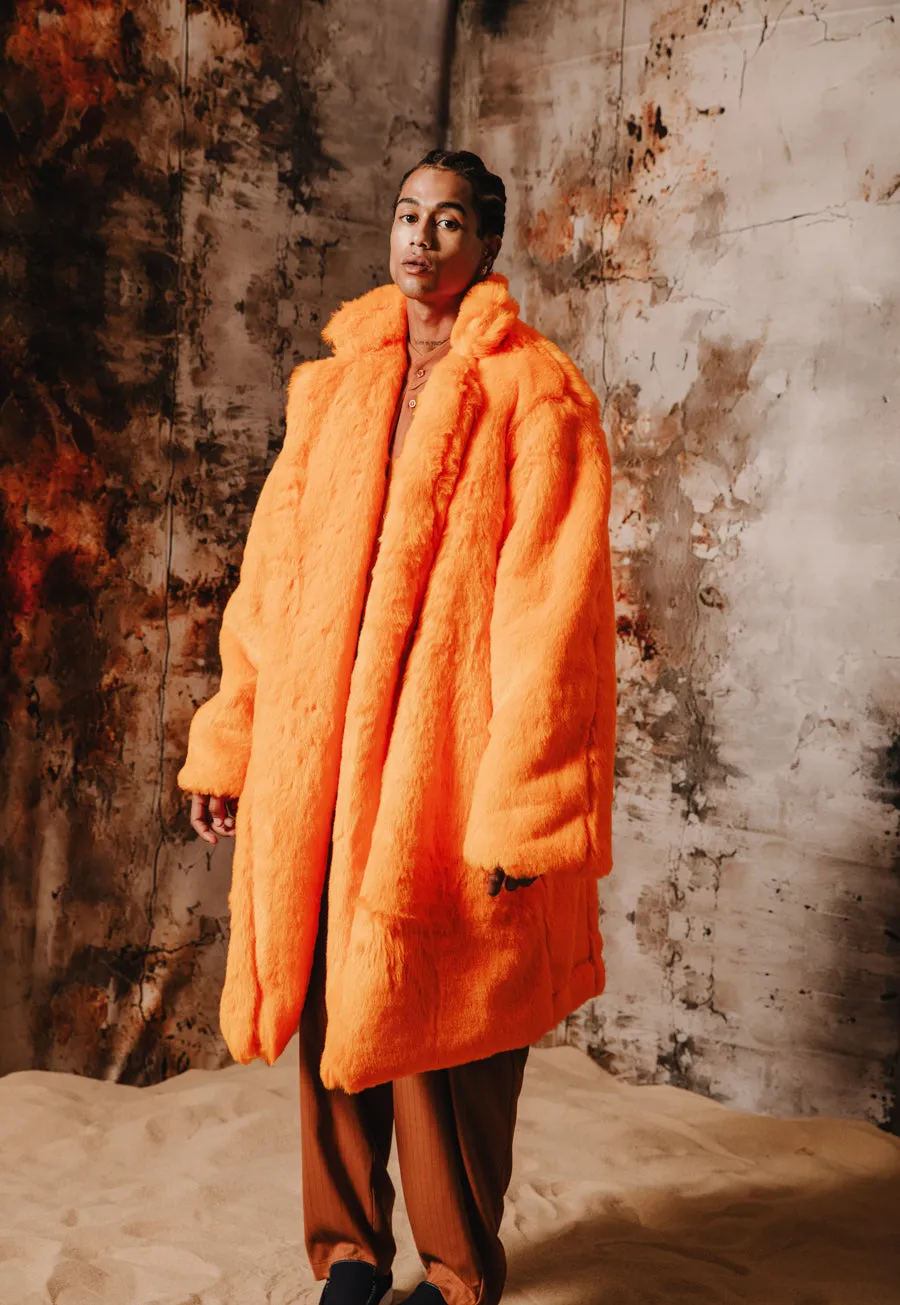 Kai Faux Fur Coat Orange