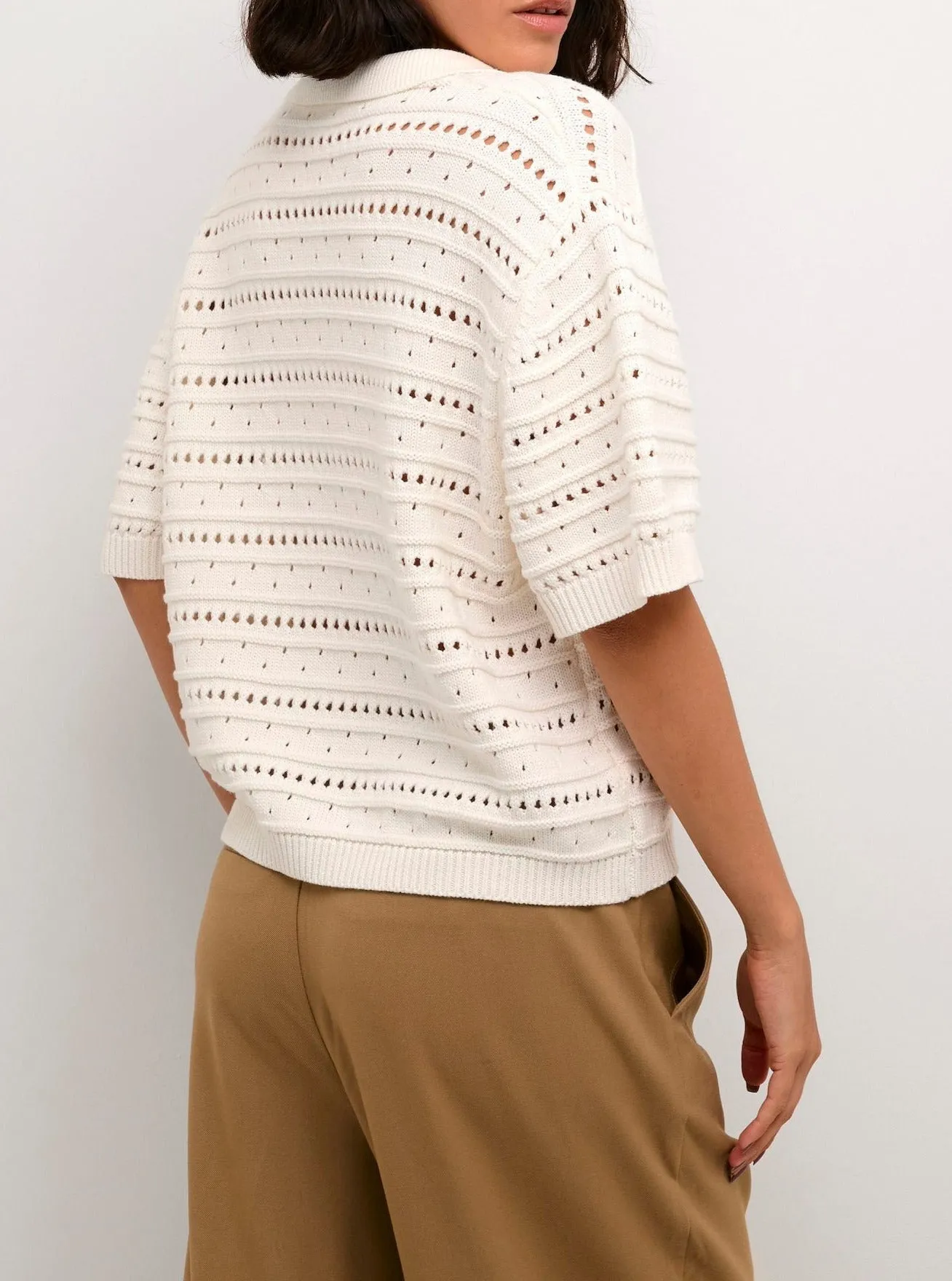 KAJOLIE POLO KNIT PULLOVER | CHALK