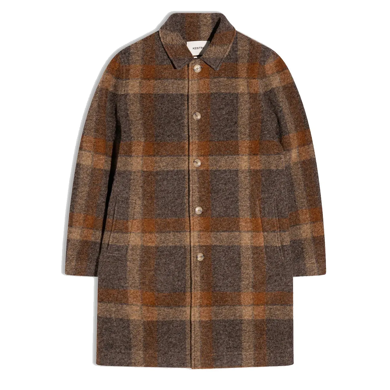 Kestin Edinburgh Overcoat Rust Check