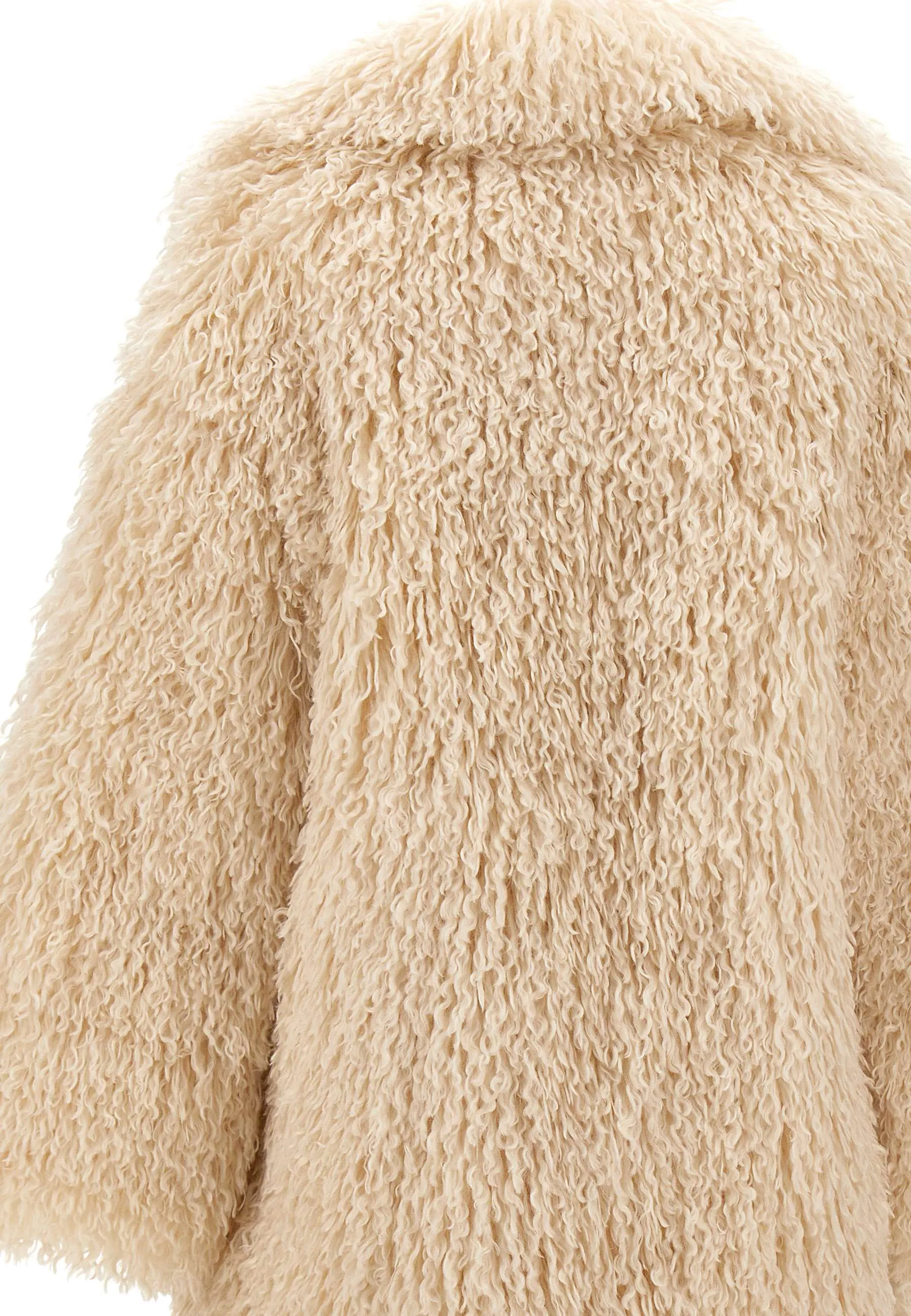 Kilah Cream Synthetic Fur Coat