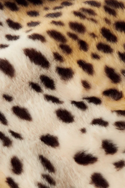 KING LOUIE Ivory Patti Coat Midi Cheetah Fur