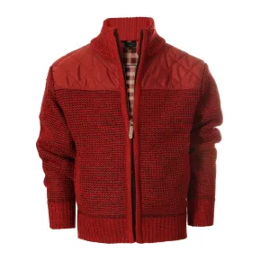 Knitted Full Zip Cardigan Sweater with Soft Brushed Flannel Lining - Red