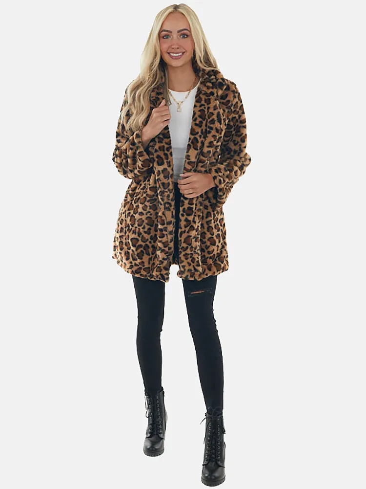 Leopard Bear Hooded Trendy Cute Fuzzy Romper