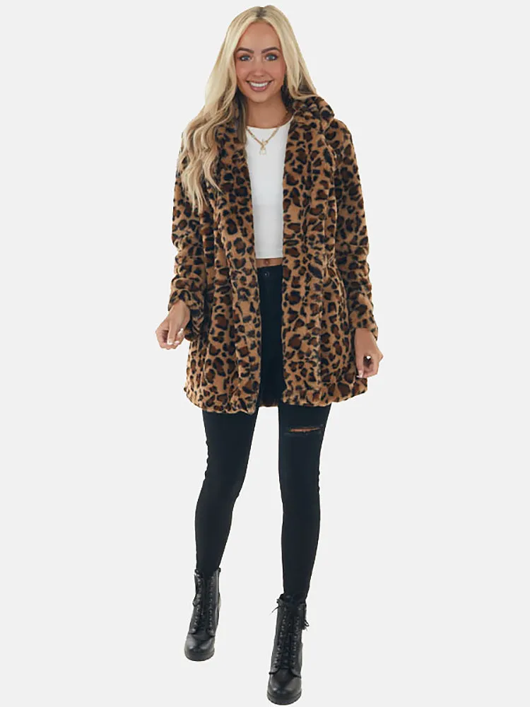 Leopard Bear Hooded Trendy Cute Fuzzy Romper