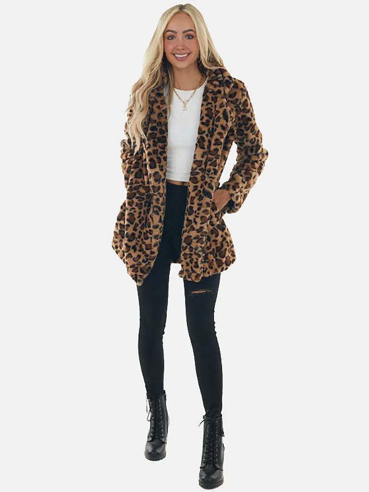 Leopard Bear Hooded Trendy Cute Fuzzy Romper