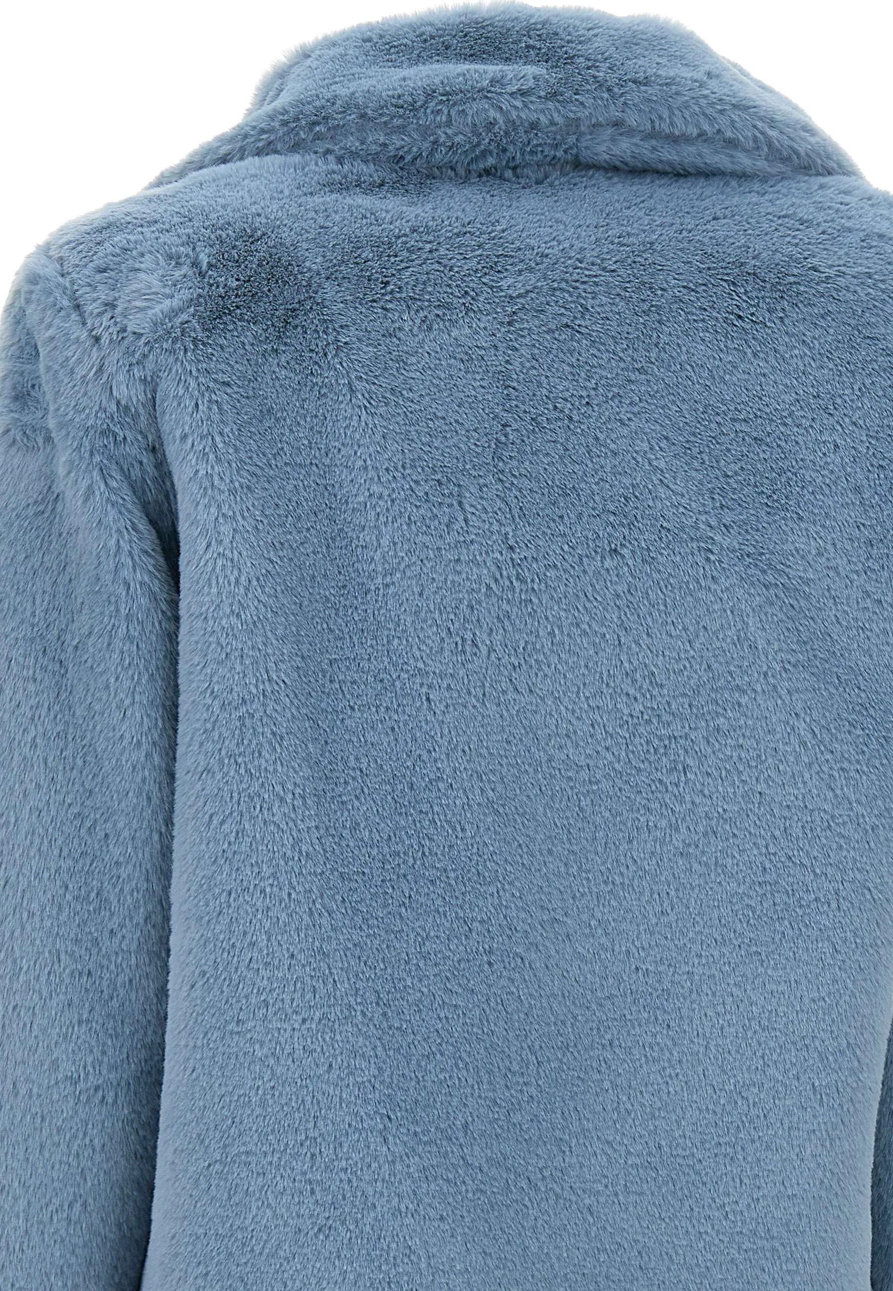 Light Blue Eco Fur Coat