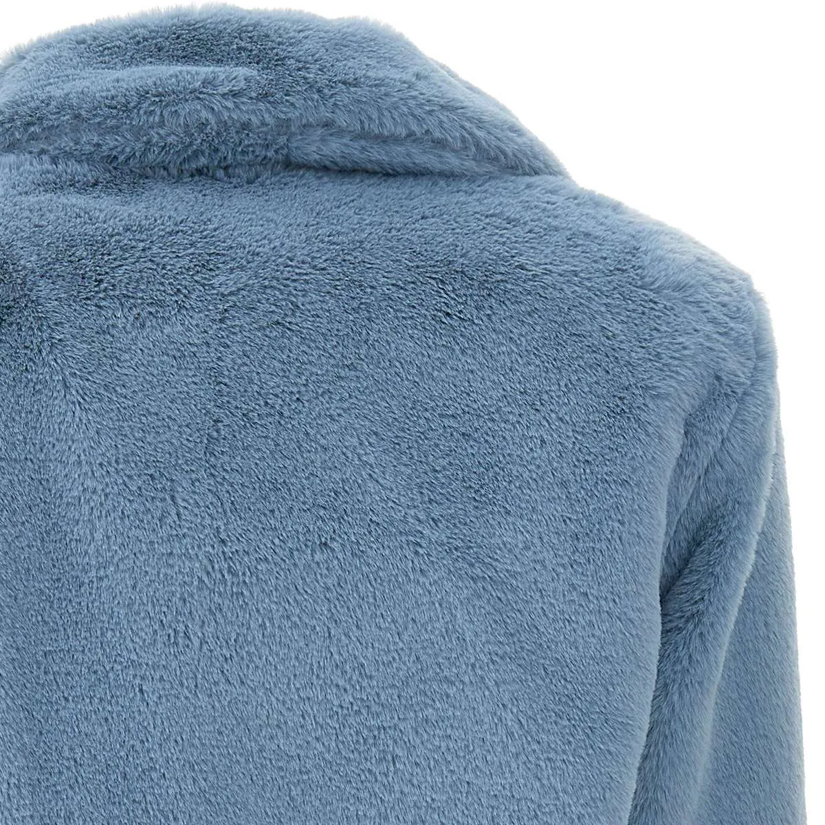 Light Blue Eco Fur Coat