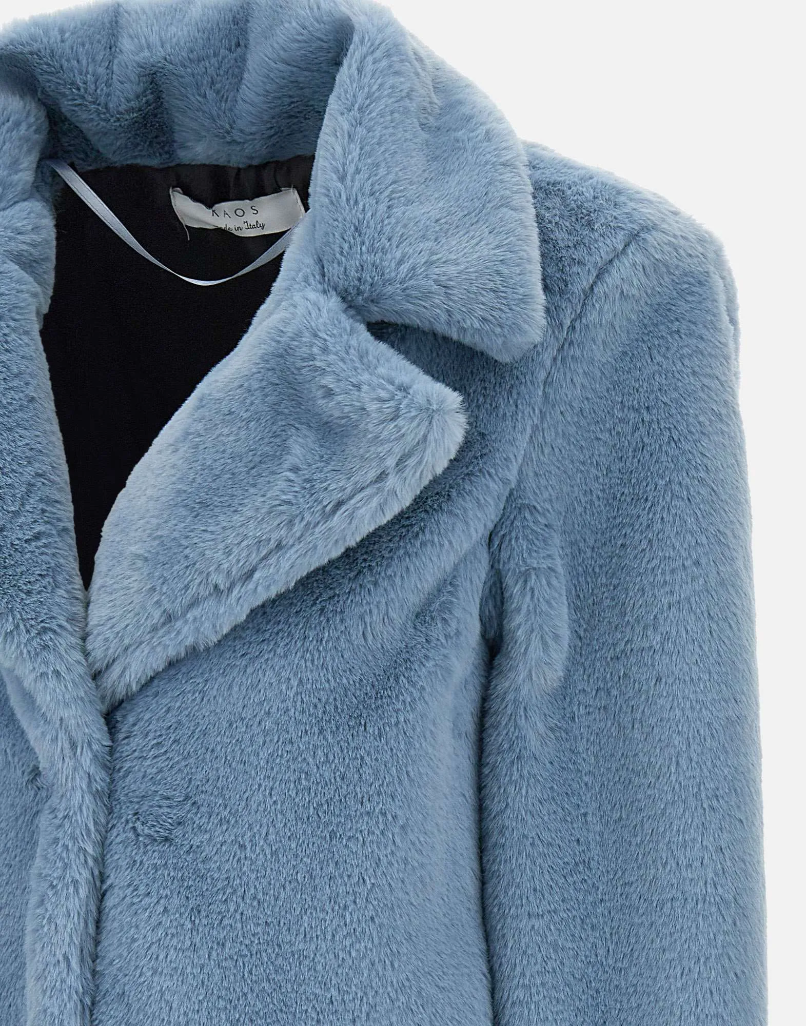 Light Blue Eco Fur Coat