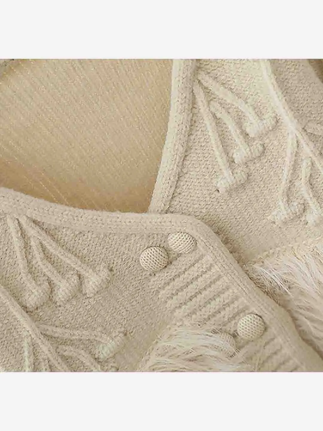 Little Surprise Box Cream Furry Knitted cardigan Sweater for Kids