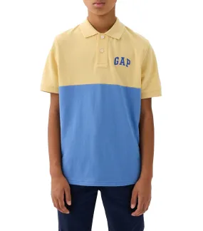 Logo Colorblock Pique Polo Shirt - Cabana Blue