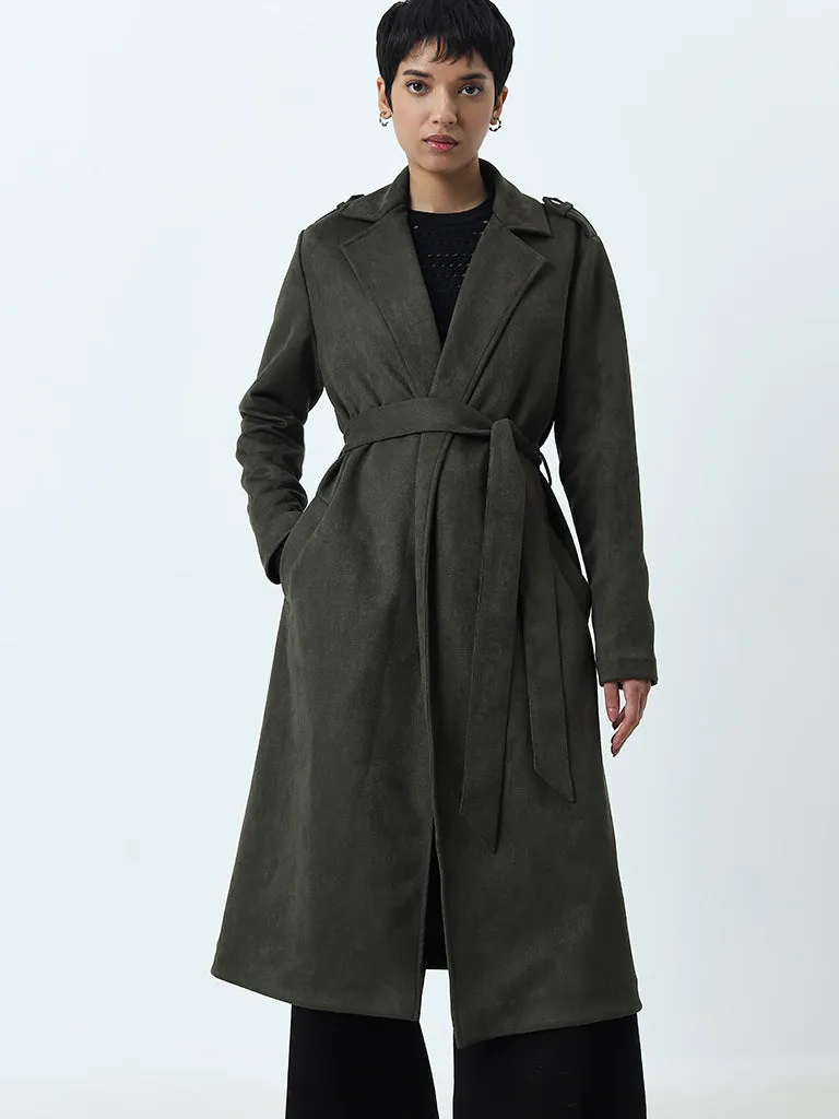 LOV Olive Suede Overcoat