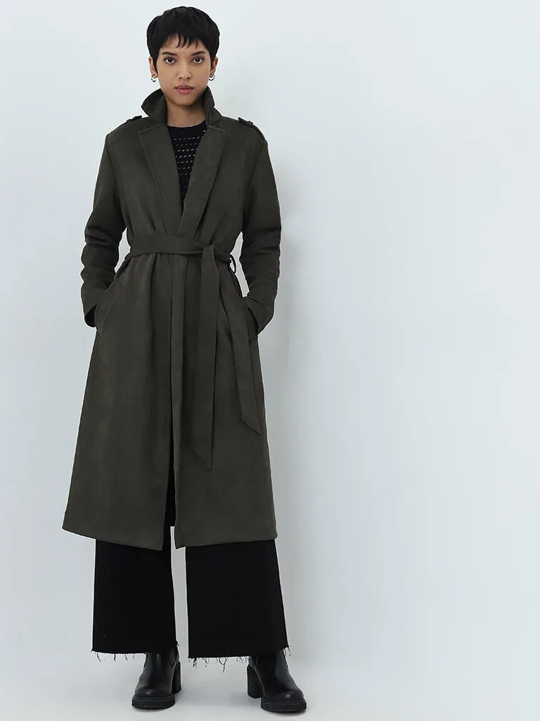 LOV Olive Suede Overcoat