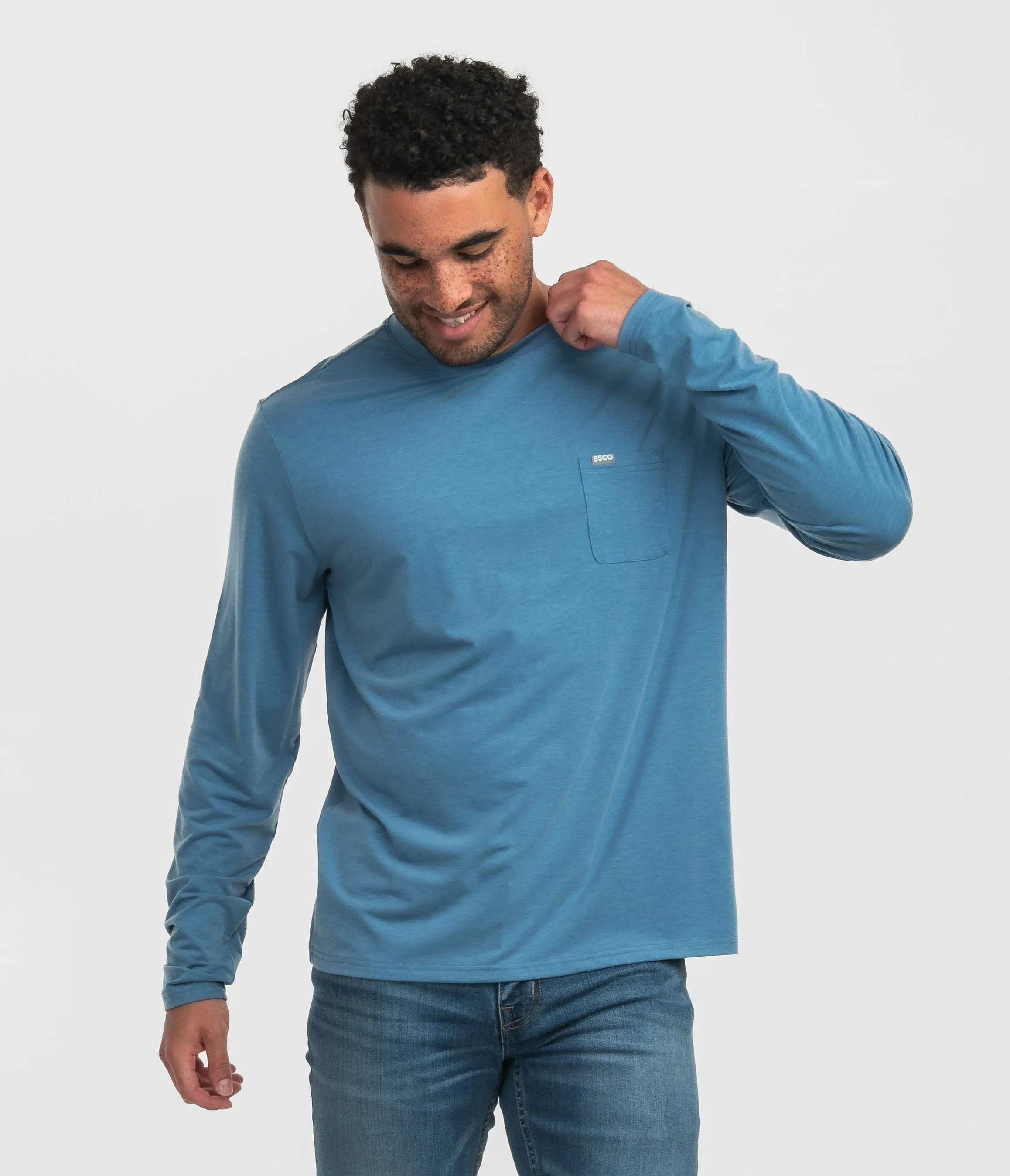 Max Comfort Pocket Tee LS - Nautical Blue